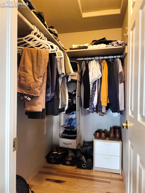4440 Prairie Street Cascade, CO 80809 - Photo 24 of 31 a view of walk in closet with clothes and shoes