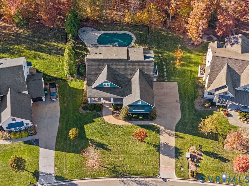 16125 Binley Road Midlothian, VA 23112 - Photo 3 of 50 an aerial view of a house with swimming pool outdoor seating and yard