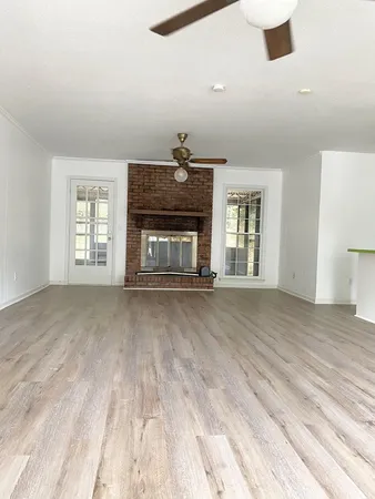 a view of a livingroom with a fireplace