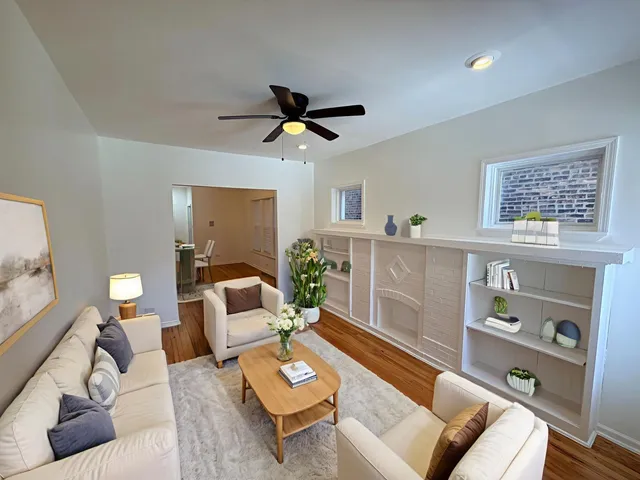 a living room with furniture