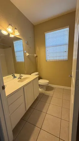 a bathroom with a sink a toilet and mirror