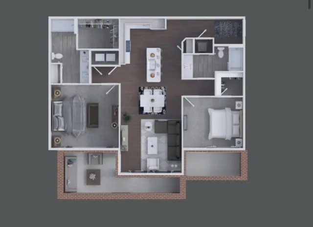 a view of a building with a swimming pool