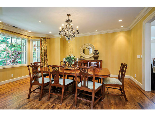 500 Pullman Road Hillsborough, CA 94010 - Photo 2 of 20 a view of a dining room with furniture and chandelier