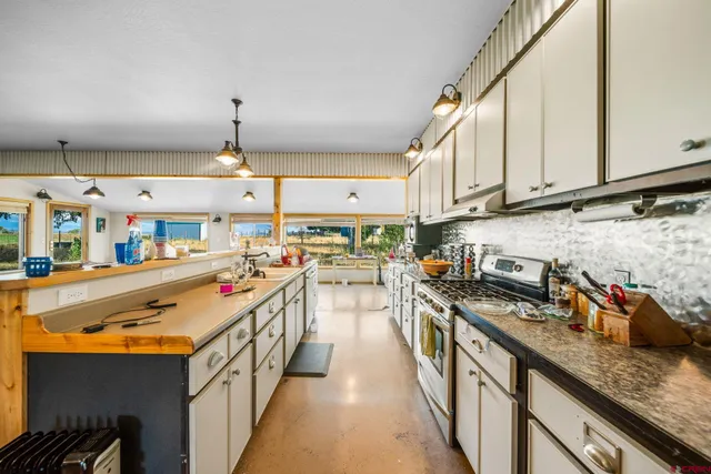 a kitchen with lots of counter top space