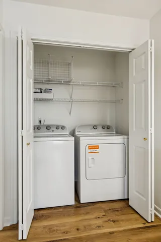 a utility room with dryer and washer