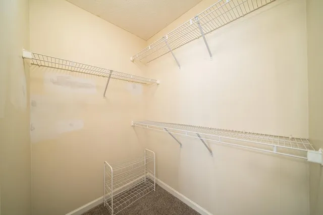 a view of a room with racks on the wall