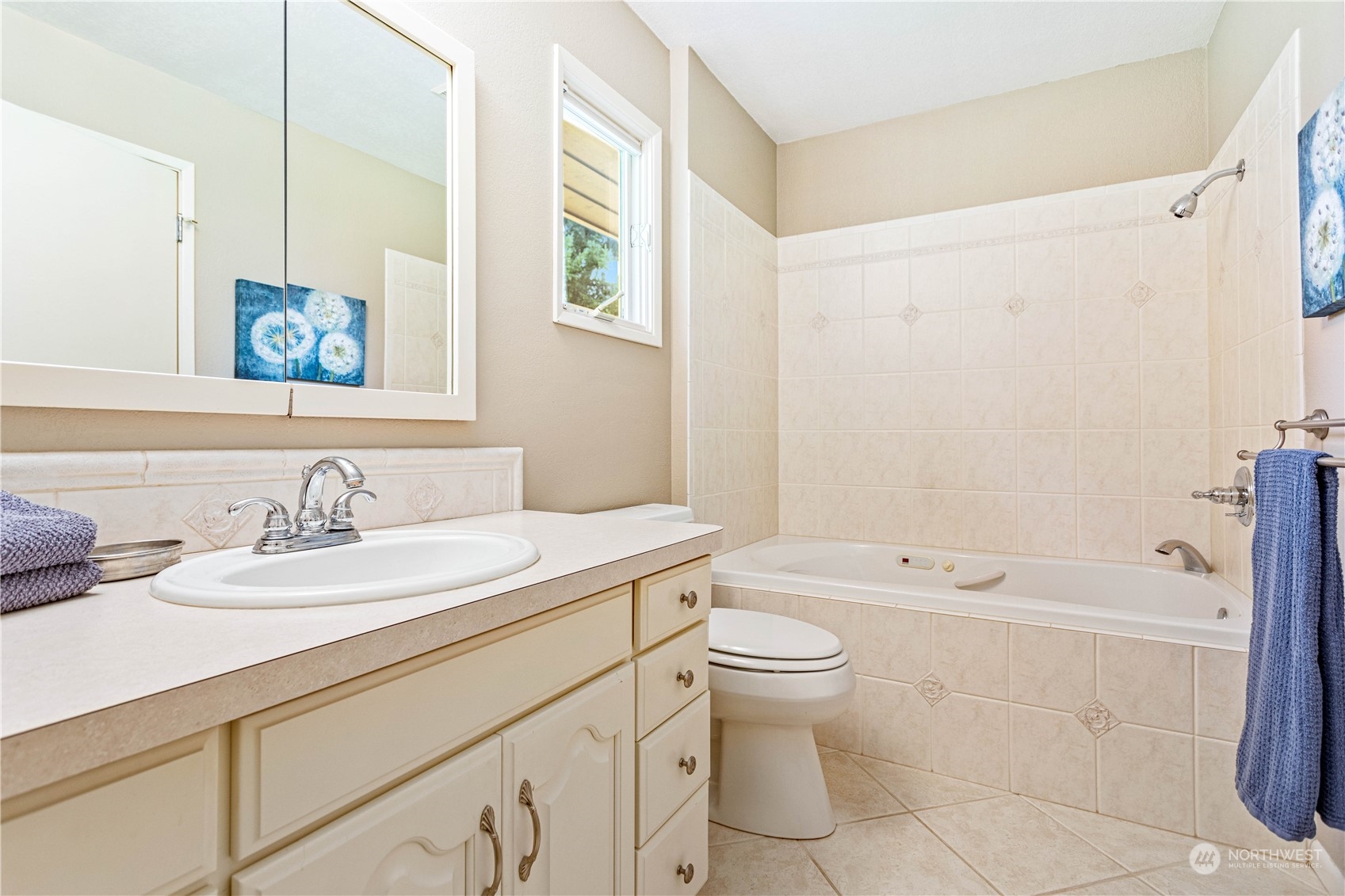 8669 Berthusen Road Lynden, WA 98264 - Photo 15 of 39 a bathroom with a granite countertop sink a toilet and a bathtub