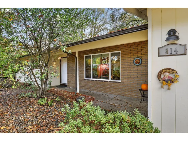 a view of a house with backyard and glass windows
