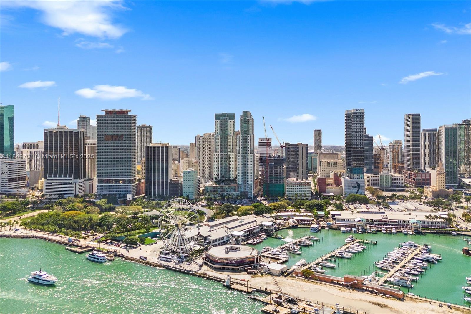 a view of a city with tall buildings