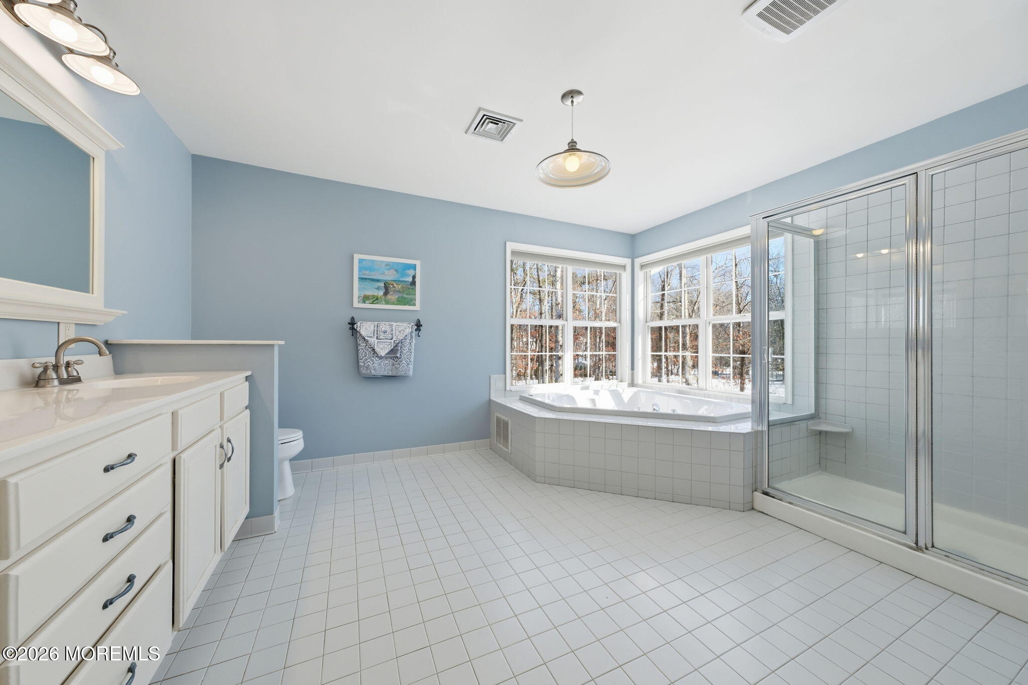 17 Amanda Lane Howell, NJ 07731 - Photo 22 of 35 a spacious bathroom with double vanity sink a mirror and a shower