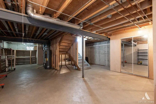 a view of empty room with wooden ceiling