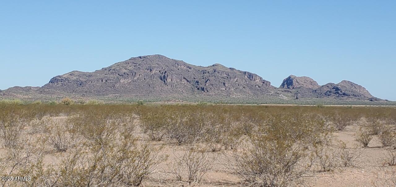 a view of a large body of water with a mountain in the background