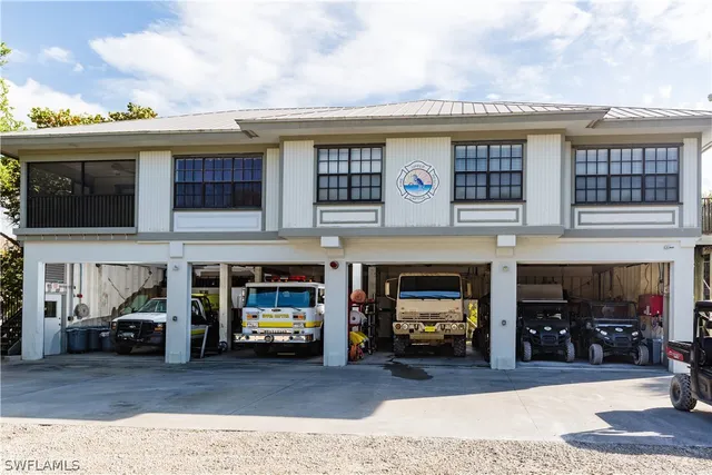 a view of a car park in front of building