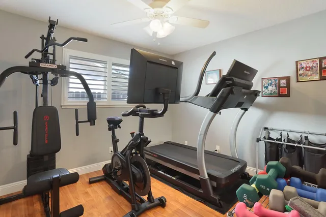 a room with gym equipment