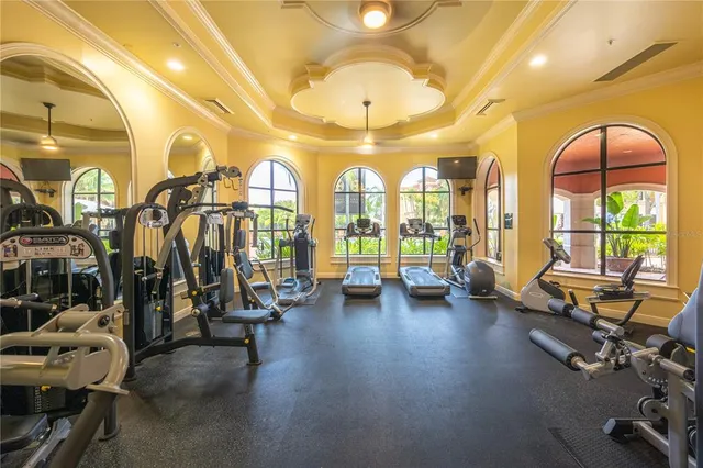 a view of a room with gym equipment