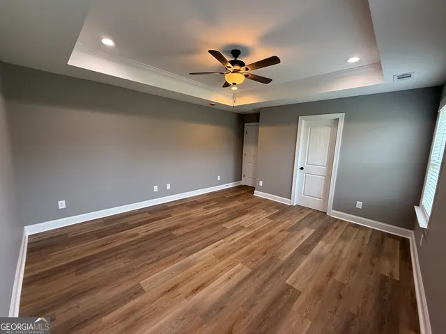 a view of a room with a garage