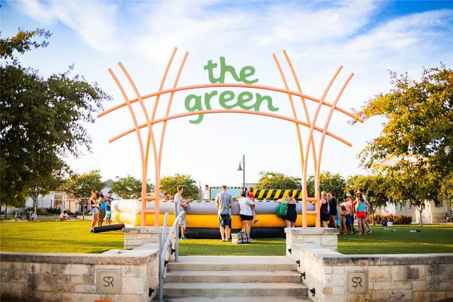 a view of a park with slide