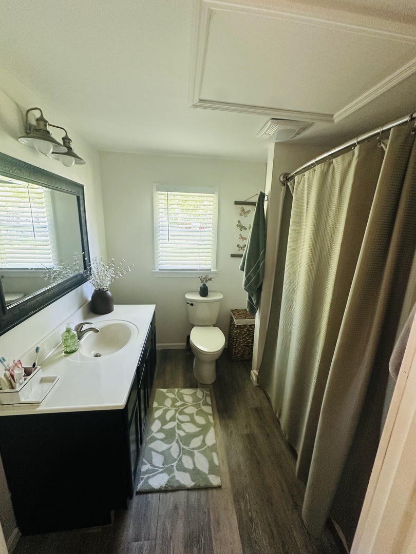 229 Broadway Street Tamaroa, IL 62888 - Photo 10 of 11 a bathroom with a sink a toilet a mirror and shower