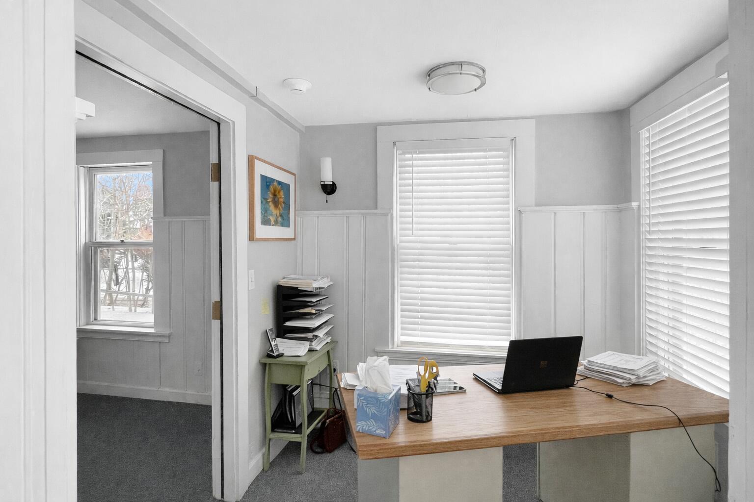 378 State Road Vineyard Haven, MA 02568 - Photo 5 of 23 a view of a workspace with furniture and a window