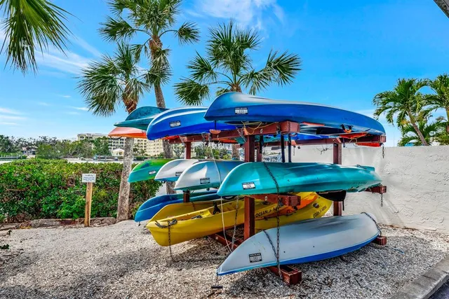 an outdoor space with furniture
