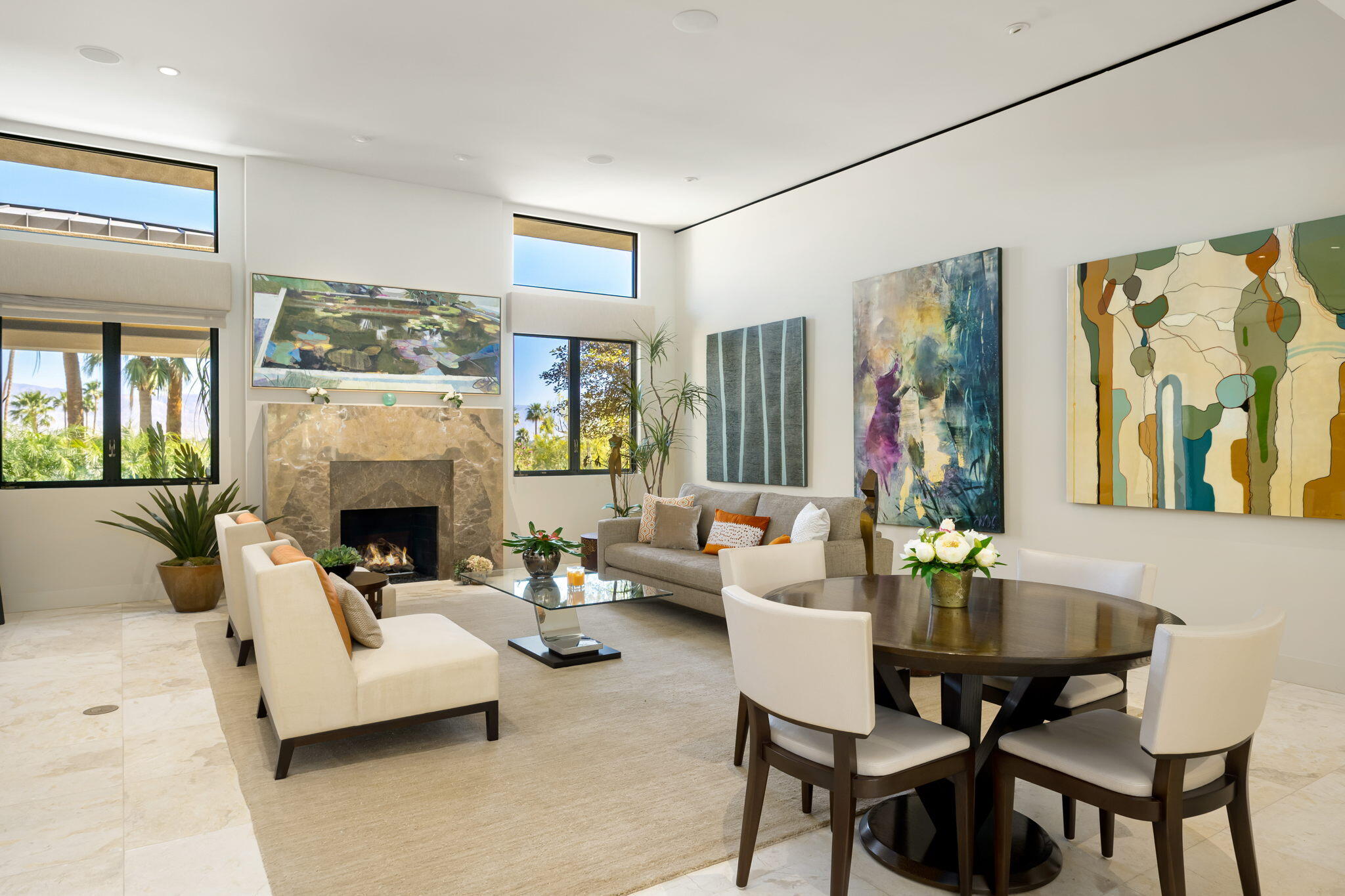 70345 Placerville Road Rancho Mirage, CA 92270 - Photo 22 of 116 a living room with furniture a fireplace and a table