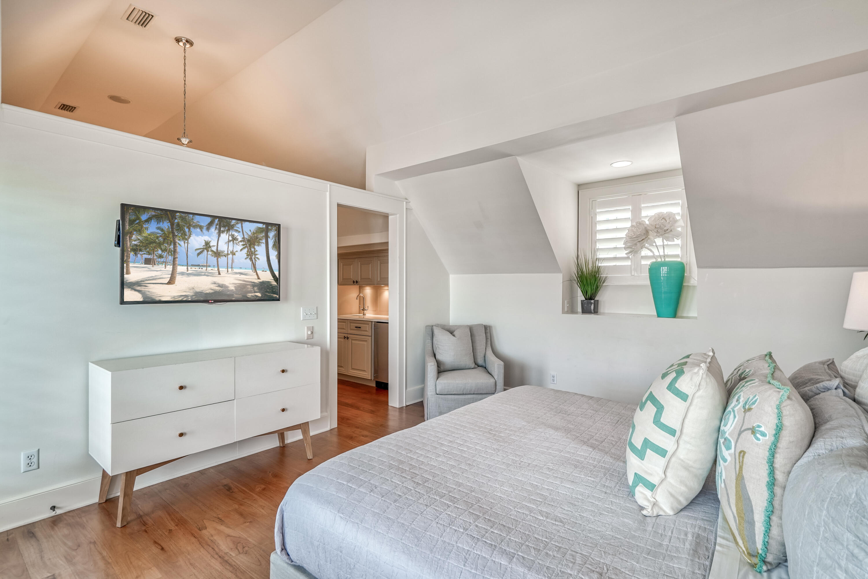 244 Winston Lane Inlet Beach, FL 32461 - Photo 31 of 61 a bedroom with a bed and wooden floor