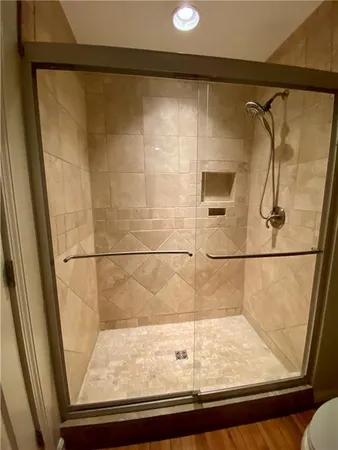 a bathroom with a shower