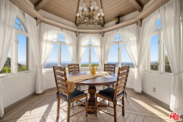 a view of a livingroom with a window and wooden floor