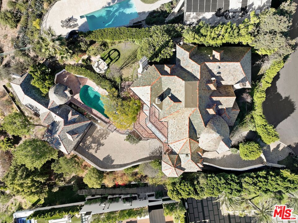 1041 Somera Road Los Angeles, CA 90077 - Photo 39 of 40 an aerial view of residential house with outdoor space and swimming pool