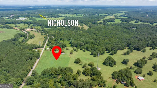 a view of a green field with lots of bushes