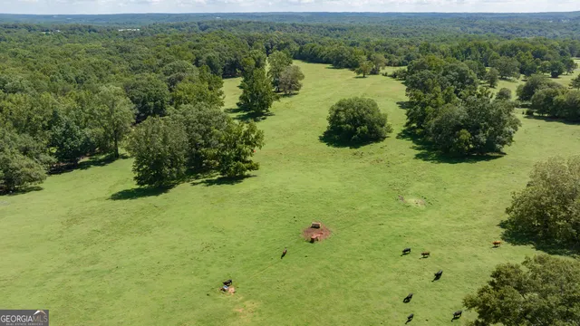 a view of a lake with a yard