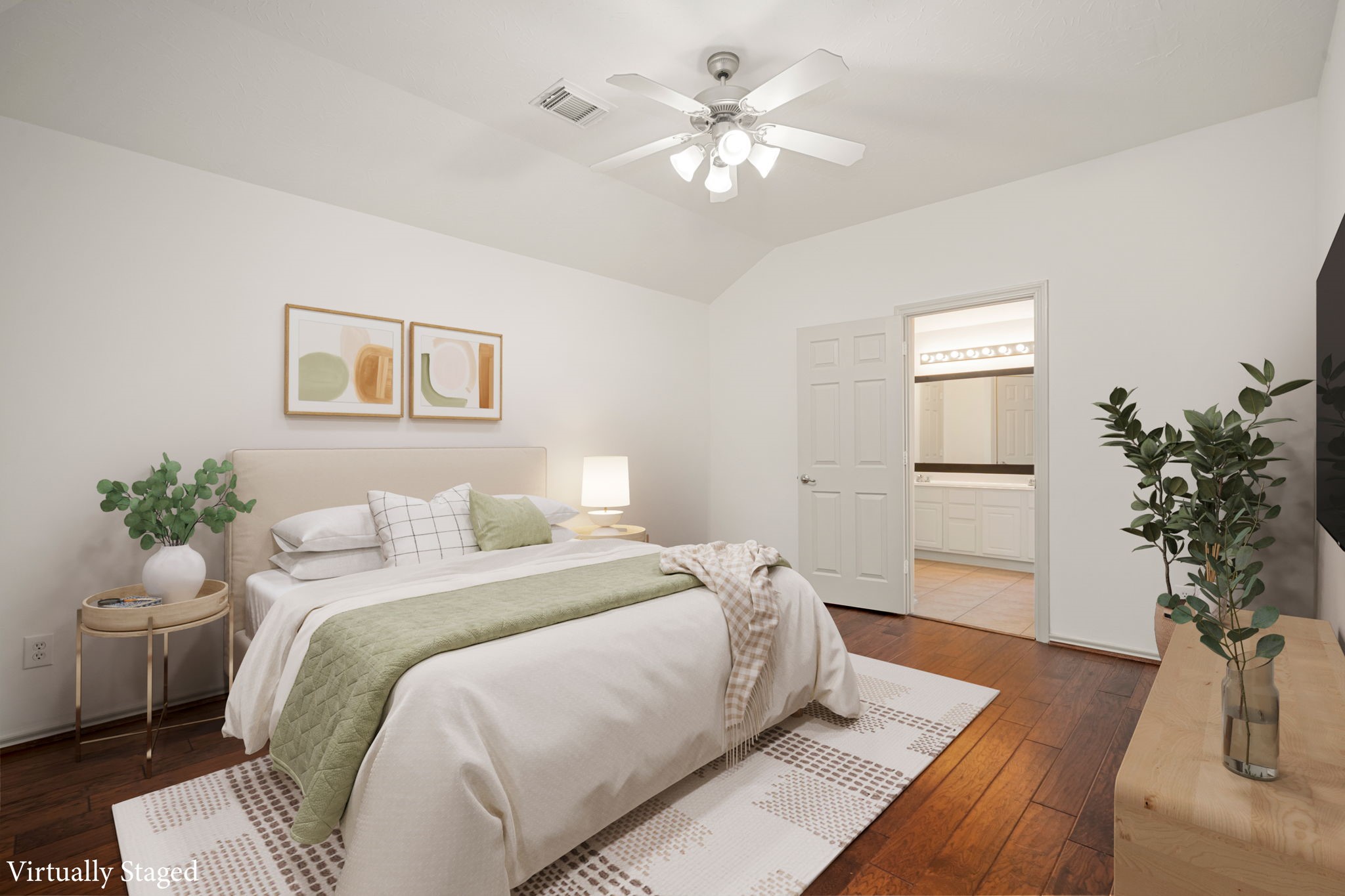 13410 Baron Hill Lane Rosharon, TX 77583 - Photo 20 of 40 a bedroom with a bed and a chandelier