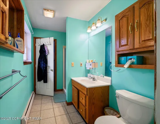 a view of a garage with storage