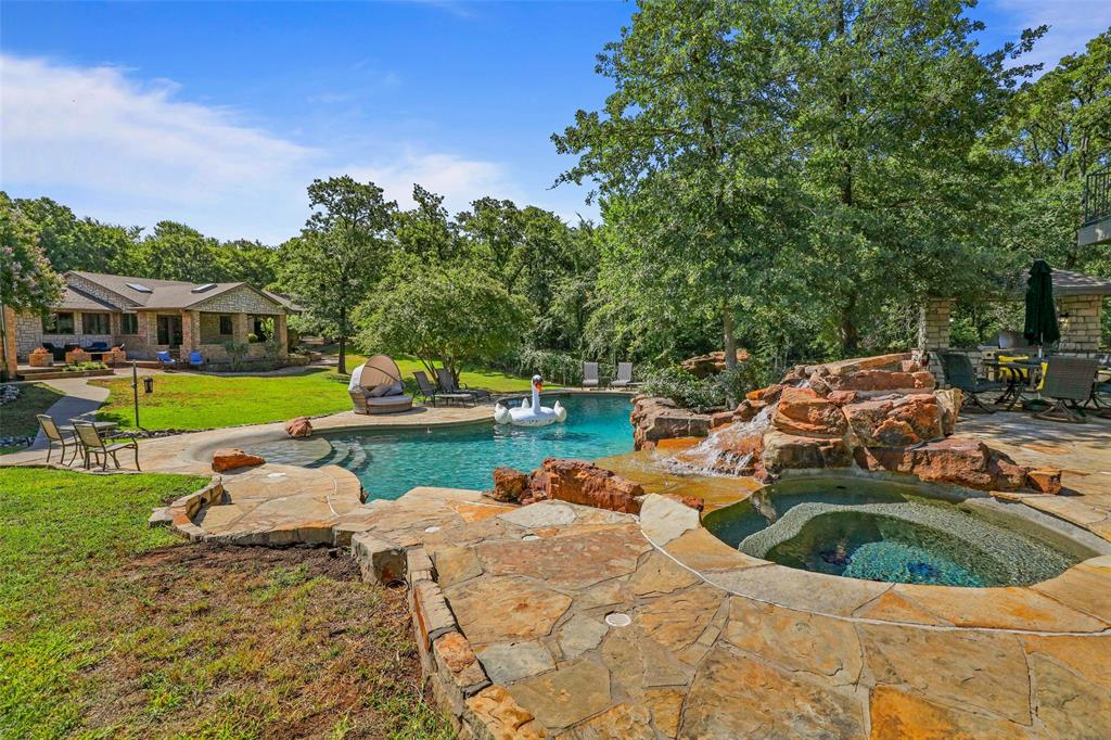 2243 Wood Hollow Road Denton, TX 76208 - Photo 6 of 40 Resort style pool has spa with cascading waterfall into pool