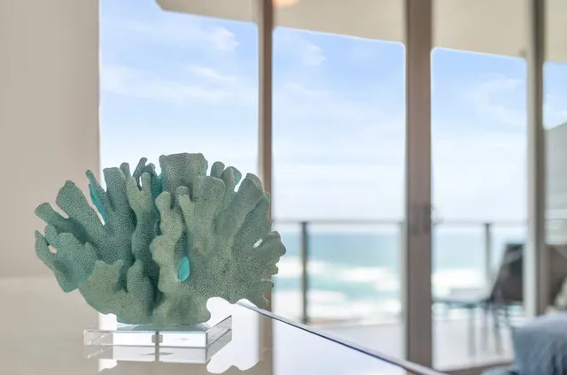 a view of a glass door