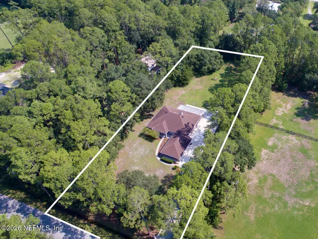 an aerial view of a house