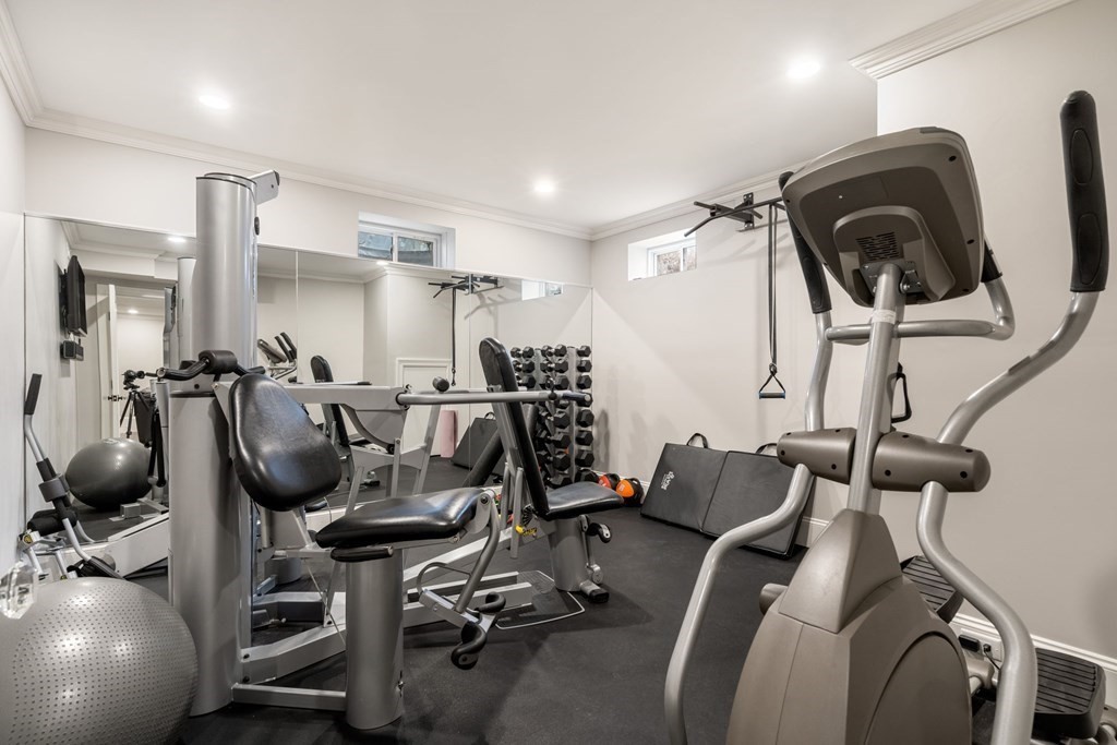 55 Edmunds Road Wellesley, MA 02481 - Photo 31 of 40 a view of a room with gym equipment
