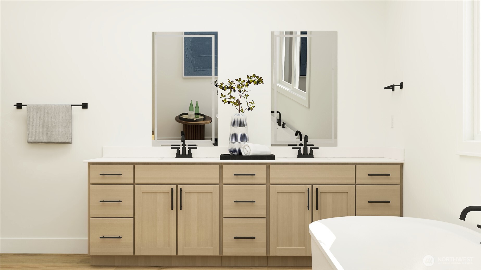 6094 Trce Drive Southwest Port Orchard, WA 98367 - Photo 15 of 33 a spacious bathroom with a double vanity sink mirror and bathtub