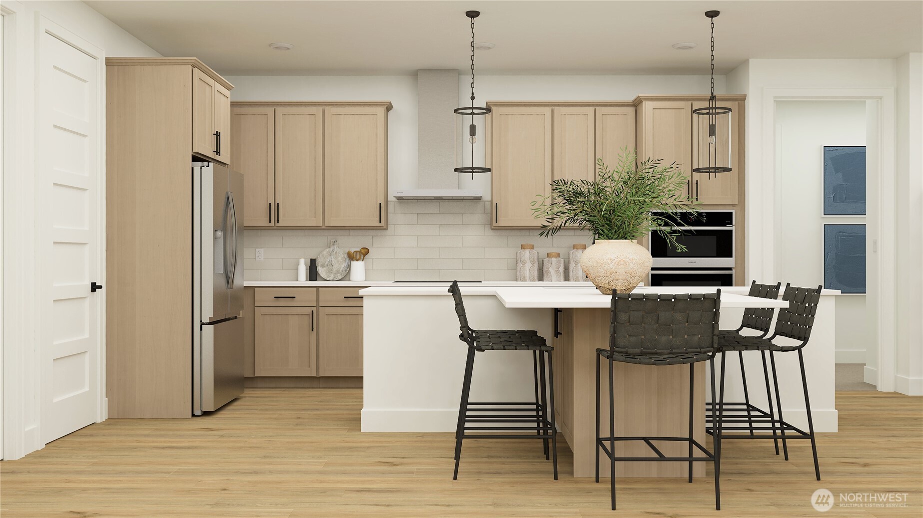 6094 Trce Drive Southwest Port Orchard, WA 98367 - Photo 2 of 33 a kitchen with a table chairs refrigerator and cabinets