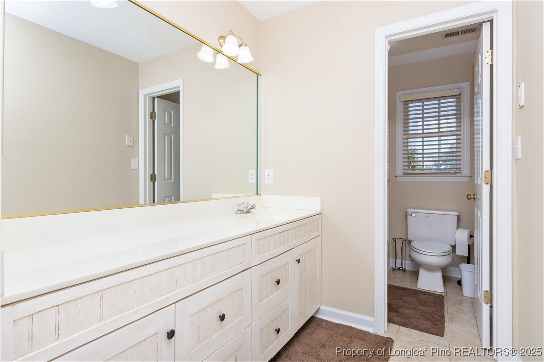 387 3 Bridge Road Dunn, NC 28334 - Photo 47 of 49 a bathroom with a sink a toilet and a mirror