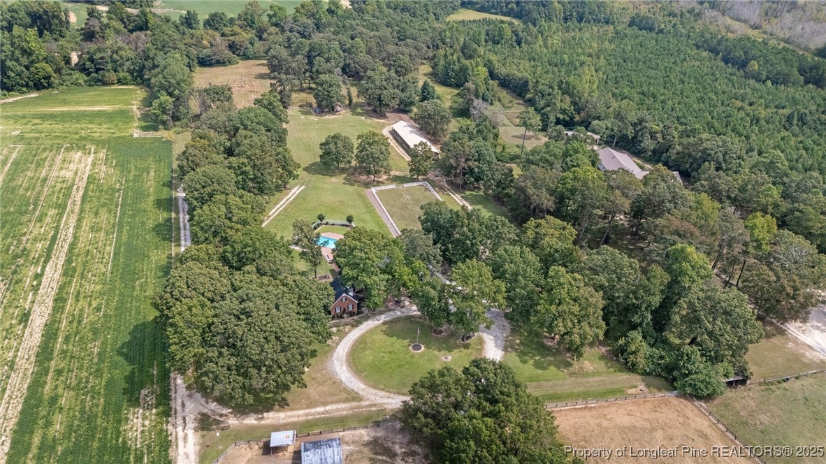 387 3 Bridge Road Dunn, NC 28334 - Photo 8 of 49 an aerial view of residential house with outdoor space and trees all around