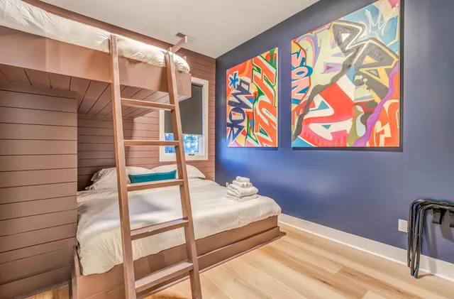 a workspace with furniture and wooden floor