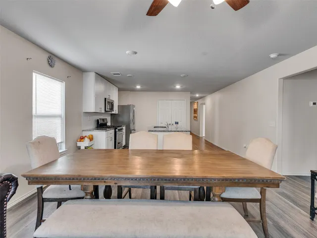 a room with stainless steel appliances