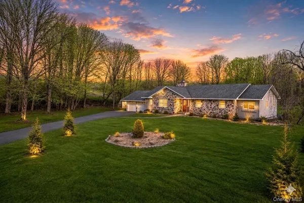 a view of a house with a backyard