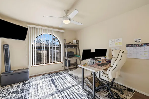 a workspace with furniture