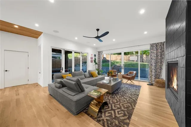 a living room with furniture and a couch