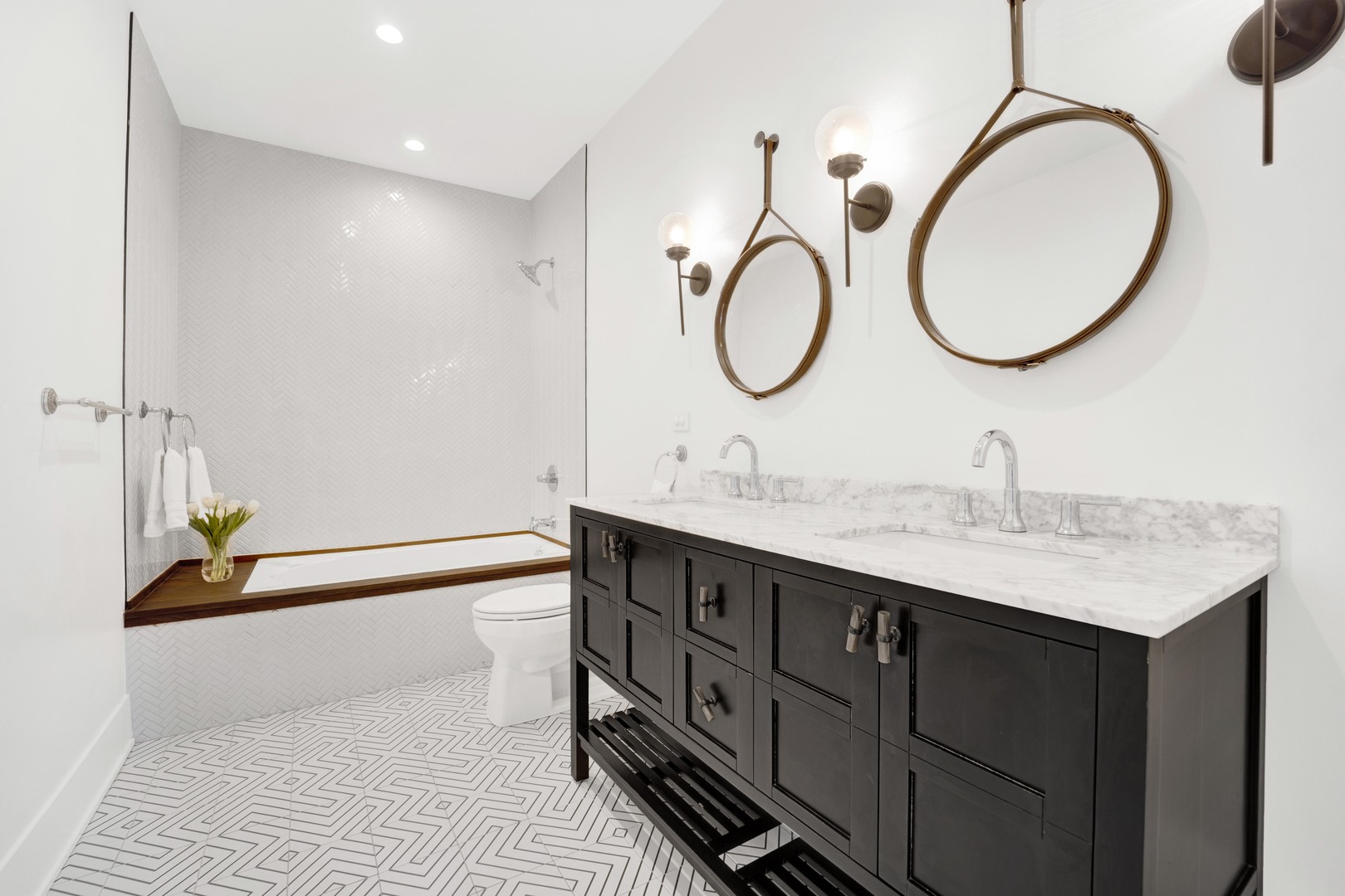 317 Lionel Road Riverside, IL 60546 - Photo 25 of 47 a bathroom with a double vanity sink and a mirror