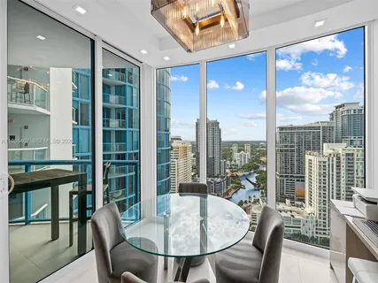 a view of a city with tall buildings