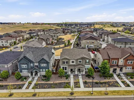 an aerial view of multiple houses