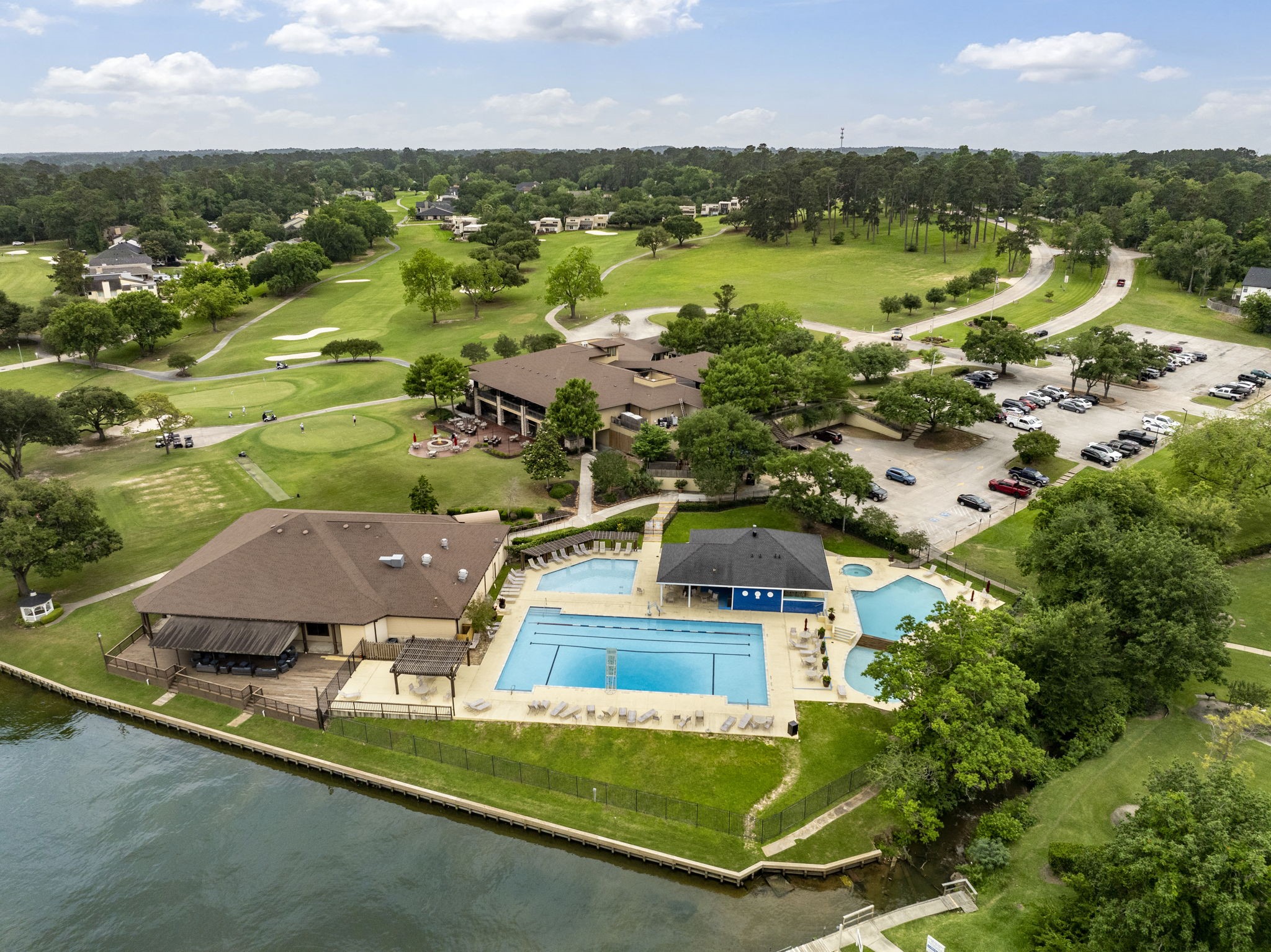 49 April Village Conroe, TX 77356 - Photo 37 of 46 an aerial view of residential houses with outdoor space and river
